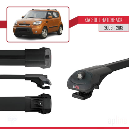 Compatible con Kia Soul (AM) HB 2009-2013 ACE-1 Barras de Techo Auto Portaequipajes Barras Transversales Negro Aluminio 2 Barras