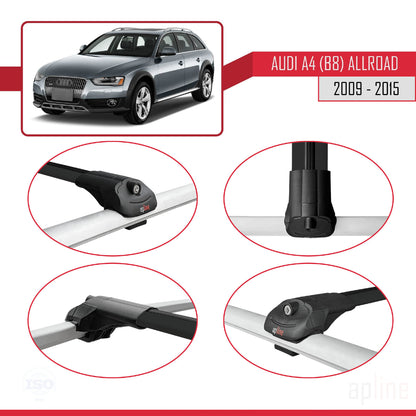 Compatibile con A4 (B8) Allroad 2009-2015 ACE-1 Barre portatutto per auto Portapacchi in alluminio nero 3 barre