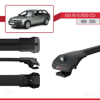 Compatibile con A6 (C5) Allroad 1999-2005 ACE-1 Barre portatutto per auto Portapacchi in alluminio nero 2 barre