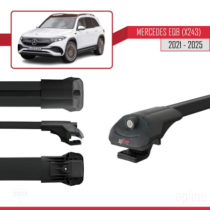 Compatible con Mercedes EQB (X243) 2021-2025 ACE-1 Barras de Techo Auto Portaequipajes Barras Transversales Negro Aluminio 2 Barras