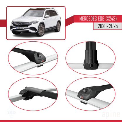 Compatible con Mercedes EQB (X243) 2021-2025 ACE-1 Barras de Techo Auto Portaequipajes Barras Transversales Negro Aluminio 2 Barras