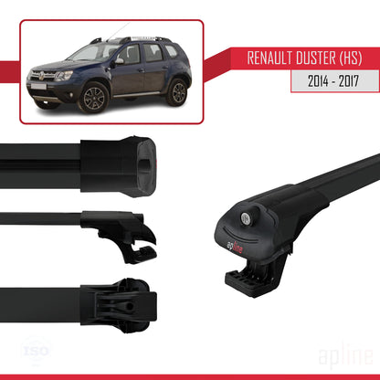 Compatible with Renault Duster (HS) Post-Facelift 2014-2017 ACE-1 Car Roof Rack Cross Bar Black Aluminium 3 Bars