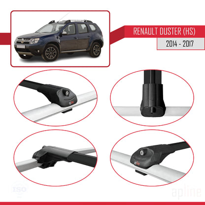 Compatible with Renault Duster (HS) Post-Facelift 2014-2017 ACE-1 Car Roof Rack Cross Bar Black Aluminium 2 Bars