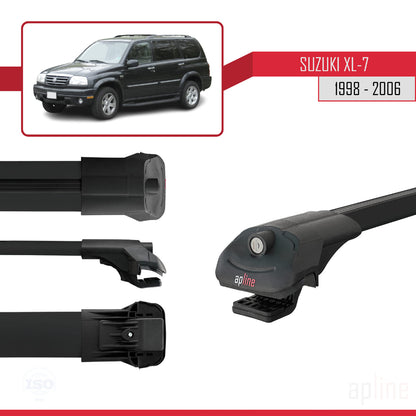 Compatible avec Suzuki XL-7 1998-2006 ACE-1 Barres de Toit Railing Porte-Bagages de Voiture Noir Aluminium 3 Barres