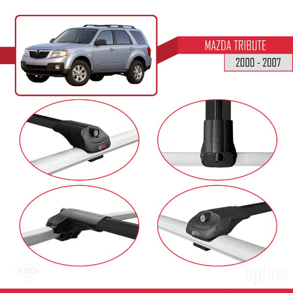 Compatible avec Mazda Tribute 2000-2007 ACE-1 Barres de Toit Railing Porte-Bagages de Voiture Noir Aluminium 2 Barres