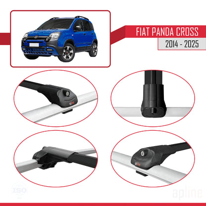 Compatibile con Fiat Panda Cross 2014-2025 ACE-1 Barre Portatutto Portapacchi Auto Alluminio Nero 3 Barre