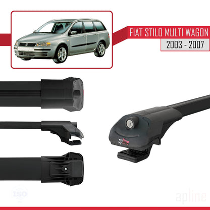 Compatible avec Fiat Stilo Multi Wagon 2003-2007 ACE-1 Barres de Toit Railing Porte-Bagages de Voiture Noir Aluminium 3 Barres