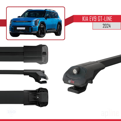Compatible avec KIA EV9 GT-LINE 2024-2025 ACE-1 Barres de Toit Railing Porte-Bagages de Voiture Noir Aluminium 2 Barres