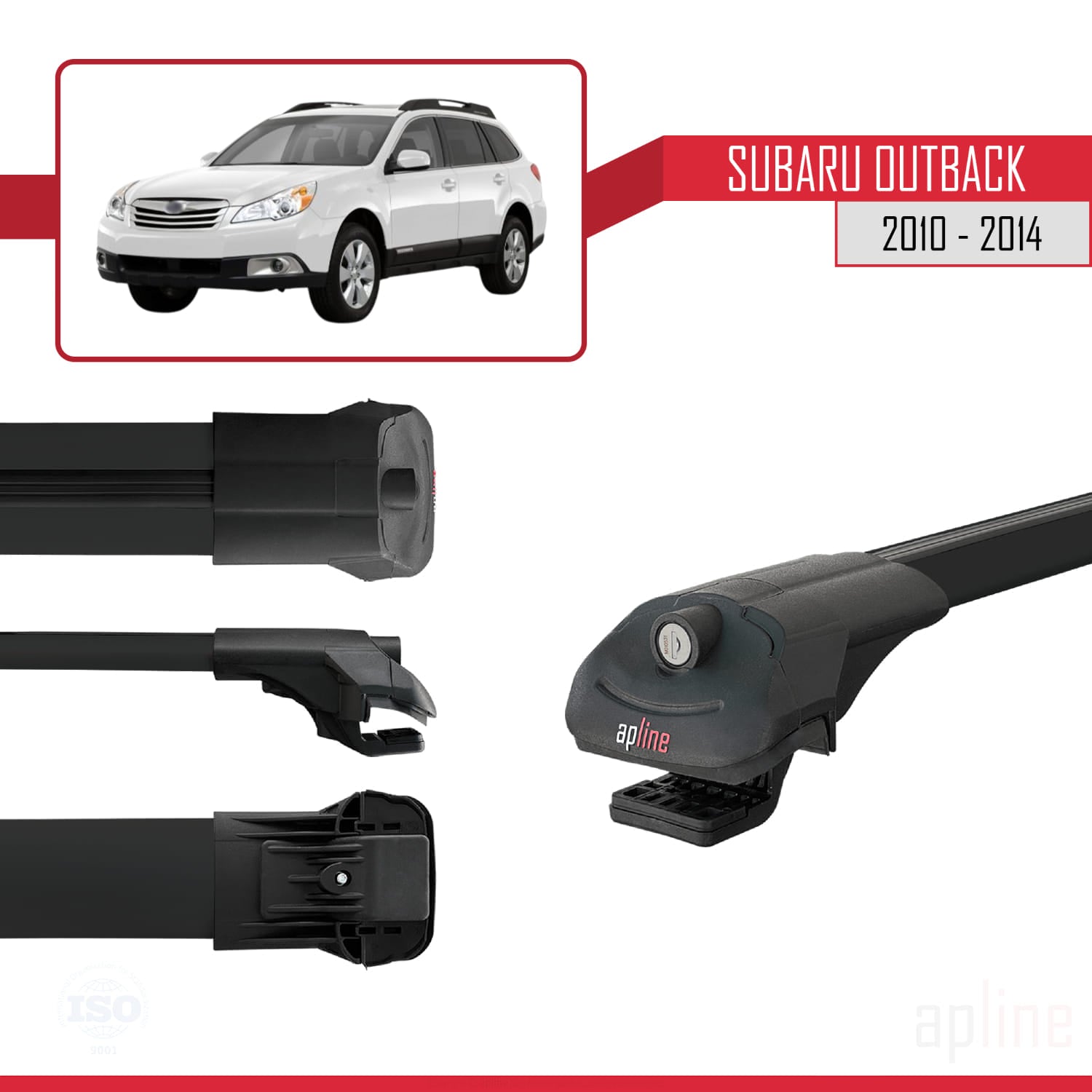 Compatible avec Subaru Outback 2010-2014 ACE-1 Barres de Toit Railing Porte-Bagages de Voiture Noir Aluminium 2 Barres