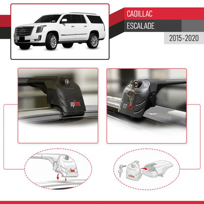 Compatible con Cadillac Escalade 2015-2020 ACE-2 Barras de Techo Auto Portaequipajes Barras Transversales Negro Aluminio 2 Barras