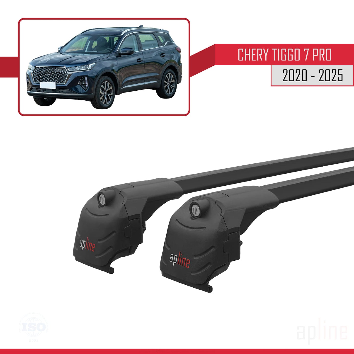 Compatibile con Chery Tiggo 7 (T15) Pro 2020-2025 ACE-2 Barre portatutto per auto Portapacchi in alluminio nero 2 barre