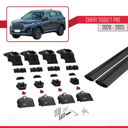 Compatibile con Chery Tiggo 7 (T15) Pro 2020-2025 ACE-2 Barre portatutto per auto Portapacchi in alluminio nero 2 barre