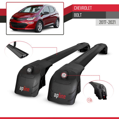 Compatible con Chevrolet Bolt 2017-2021 ACE-2 Barras de Techo Auto Portaequipajes Barras Transversales Negro Aluminio 2 Barras