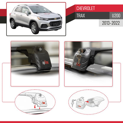 Compatible con Chevrolet Trax (U200) 2013-2022 ACE-2 Barras de Techo Auto Portaequipajes Barras Transversales Negro Aluminio 2 Barras