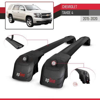 Compatible con Chevrolet Tahoe 4 2015-2020 ACE-2 Barras de Techo Auto Portaequipajes Barras Transversales Negro Aluminio 2 Barras