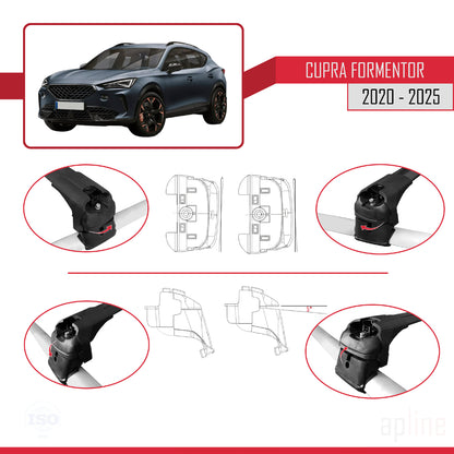 Compatibile con Cupra Formentor 2020-2025 ACE-2 Barre portatutto per auto Portapacchi in alluminio nero 2 barre