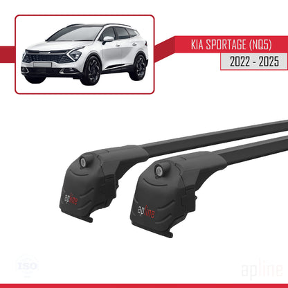 Compatible avec Kia Sportage 5 (NQ5) 2022-2025 Non-Sunroof ACE-2 Barres de Toit Railing Porte-Bagages de Voiture Noir Aluminium 2 Barres
