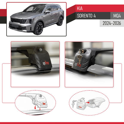 Compatible con Kia Sorento 4 (MQ4) 2021-2025 ACE-2 Barras de Techo Auto Portaequipajes Barras Transversales Negro Aluminio 2 Barras