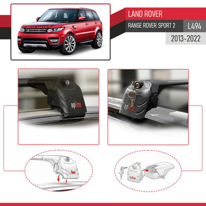 Compatible con Land Rover Range Rover Sport 2 (L494) 2014-2022 ACE-2 Barras de Techo Auto Portaequipajes Barras Transversales Negro Aluminio 2 Barras