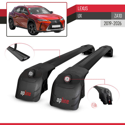 Compatible con Lexus UX (ZA10) 2019-2025 ACE-2 Barras de Techo Auto Portaequipajes Barras Transversales Negro Aluminio 2 Barras