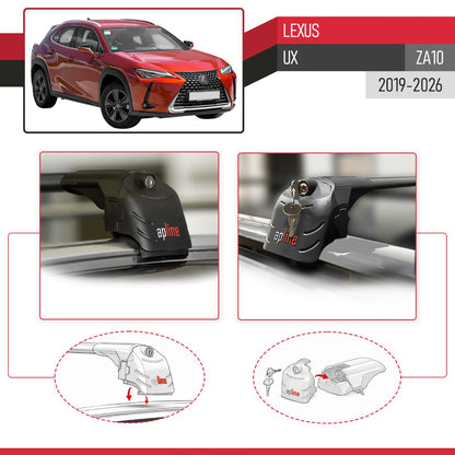 Compatible con Lexus UX (ZA10) 2019-2025 ACE-2 Barras de Techo Auto Portaequipajes Barras Transversales Negro Aluminio 2 Barras