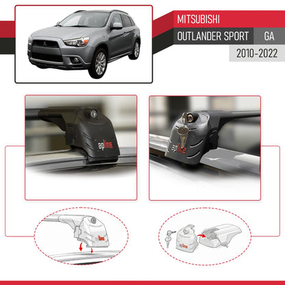 Compatible con Mitsubishi Outlander Sport (GA) 2010-2022 ACE-2 Barras de Techo Auto Portaequipajes Barras Transversales Negro Aluminio 2 Barras