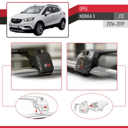 Compatible con Opel Mokka X (J13) 2016-2019 ACE-2 Barras de Techo Auto Portaequipajes Barras Transversales Negro Aluminio 2 Barras