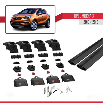 Compatible avec Opel Mokka X (J13) 2016-2019 ACE-2 Barres de Toit Railing Porte-Bagages de Voiture Noir Aluminium 2 Barres