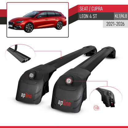 Compatible con Seat/Cupra Leon 4 ST 2021-2025 ACE-2 Barras de Techo Auto Portaequipajes Barras Transversales Negro Aluminio 2 Barras