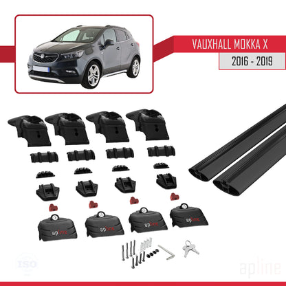 Compatible avec Vauxhall Mokka X (J13) 2016-2019 ACE-2 Barres de Toit Railing Porte-Bagages de Voiture Noir Aluminium 2 Barres