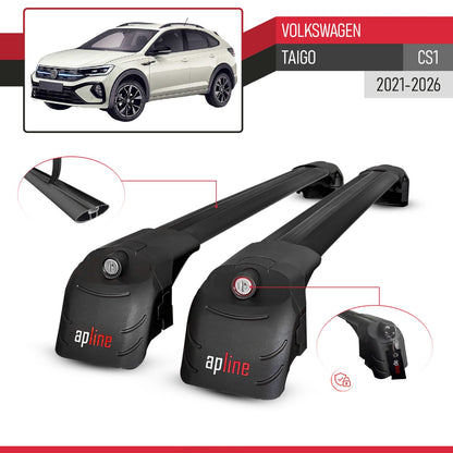 Compatible con Volkswagen Taigo (CS1) 2021-2025 ACE-2 Barras de Techo Auto Portaequipajes Barras Transversales Negro Aluminio 2 Barras