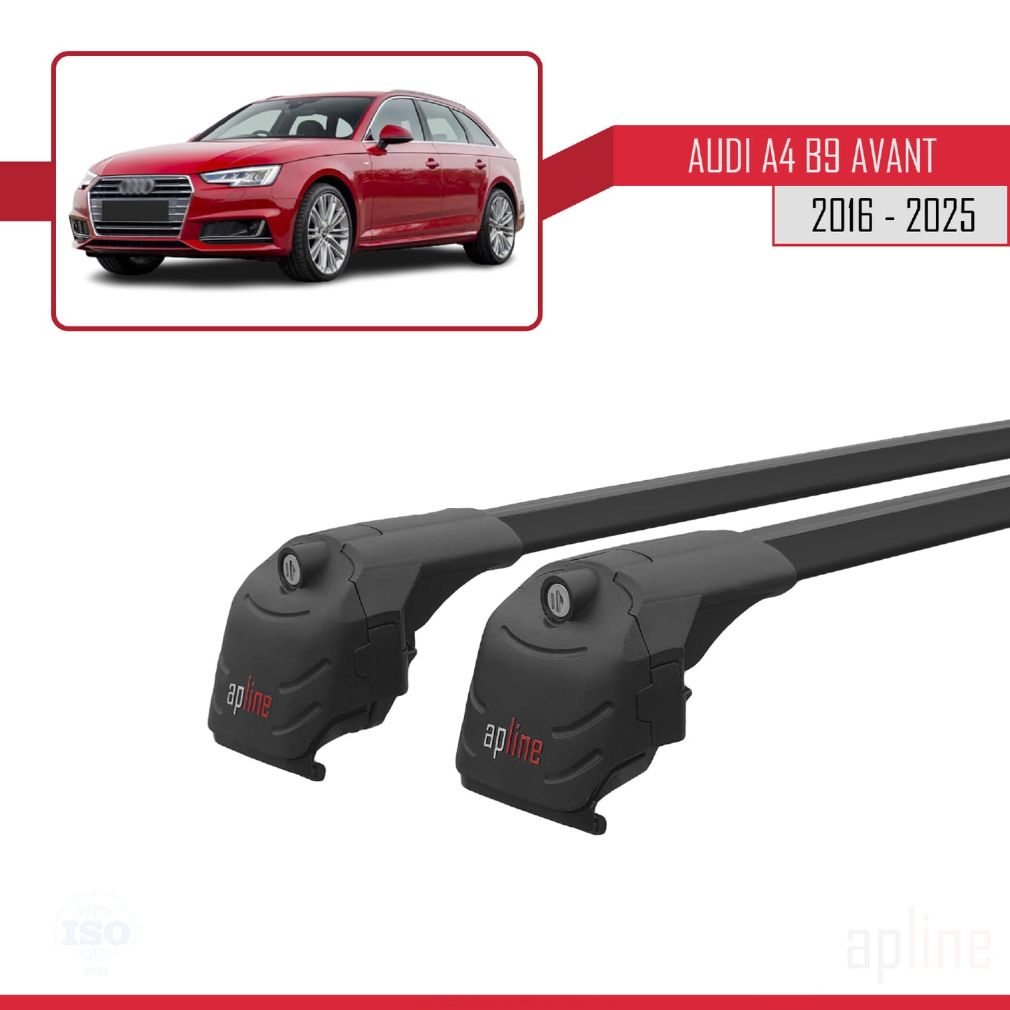 Compatible avec A4 (B9) Avant 2016-2025 ACE-2 Barres de Toit Railing Porte-Bagages de Voiture Noir Aluminium 2 Barres