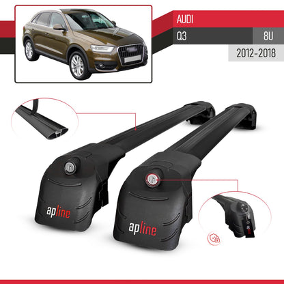 Compatible con Q3 (8U) 2012-2018 ACE-2 Barras de Techo Auto Portaequipajes Barras Transversales Negro Aluminio 2 Barras