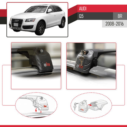 Compatible con Q5 (8R) 2009-2016 ACE-2 Barras de Techo Auto Portaequipajes Barras Transversales Negro Aluminio 2 Barras