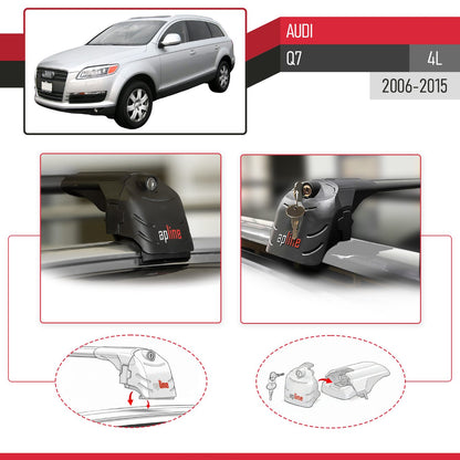 Compatible con Q7 (4L) 2006-2015 ACE-2 Barras de Techo Auto Portaequipajes Barras Transversales Negro Aluminio 2 Barras