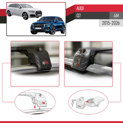 Compatible con Q7 (4M) 2016-2025 ACE-2 Barras de Techo Auto Portaequipajes Barras Transversales Negro Aluminio 2 Barras