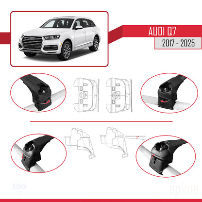 Compatible avec Q7 (4M) 2016-2025 ACE-2 Barres de Toit Railing Porte-Bagages de Voiture Noir Aluminium 2 Barres