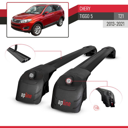 Compatible con Chery Tiggo 5 (T21) 2013-2021 ACE-2 Barras de Techo Auto Portaequipajes Barras Transversales Negro Aluminio 2 Barras