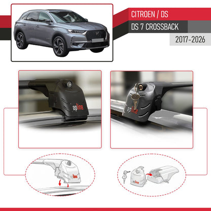 Compatible con Citroen/DS 7 Crossback 2018-2025 ACE-2 Barras de Techo Auto Portaequipajes Barras Transversales Negro Aluminio 2 Barras