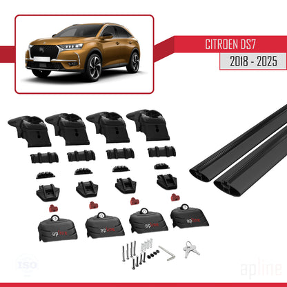 Compatibile con Citroen/DS 7 Crossback 2018-2025 ACE-2 Barre portatutto per auto Portapacchi in alluminio nero 2 barre