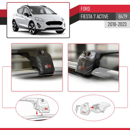Compatible con Ford Fiesta 7 Active 2018-2023 ACE-2 Barras de Techo Auto Portaequipajes Barras Transversales Negro Aluminio 2 Barras