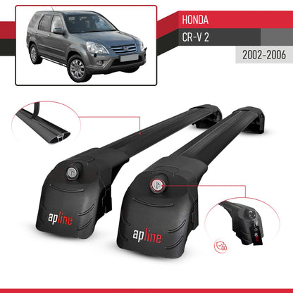Compatible con Honda CR-V 2 2002-2006 ACE-2 Barras de Techo Auto Portaequipajes Barras Transversales Negro Aluminio 2 Barras