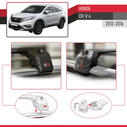 Compatible con Honda CR-V 4 2012-2016 ACE-2 Barras de Techo Auto Portaequipajes Barras Transversales Negro Aluminio 2 Barras
