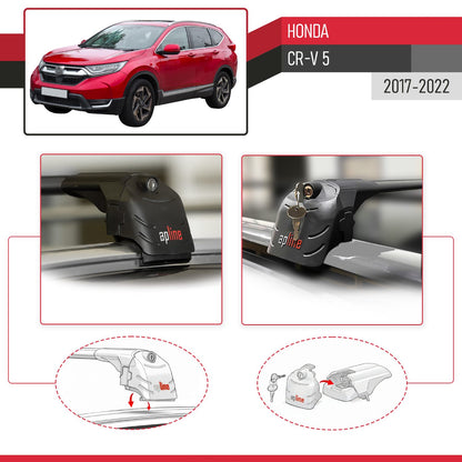 Compatible con Honda CR-V 5 2017-2022 ACE-2 Barras de Techo Auto Portaequipajes Barras Transversales Negro Aluminio 2 Barras