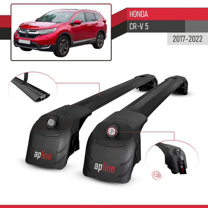 Compatible con Honda CR-V 5 2017-2022 ACE-2 Barras de Techo Auto Portaequipajes Barras Transversales Negro Aluminio 2 Barras