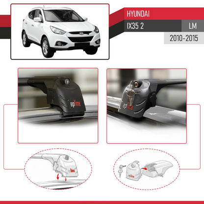 Compatible con Hyundai ix35 2 (LM) 2010-2015 ACE-2 Barras de Techo Auto Portaequipajes Barras Transversales Negro Aluminio 2 Barras