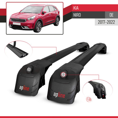 Compatible con Kia Niro (DE) 2017-2022 ACE-2 Barras de Techo Auto Portaequipajes Barras Transversales Negro Aluminio 2 Barras