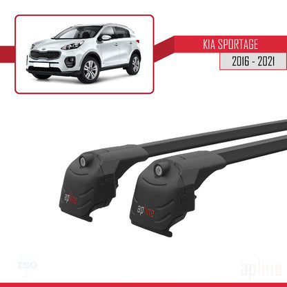 Compatible avec Kia Sportage 4 (QL) 2016-2021 ACE-2 Barres de Toit Railing Porte-Bagages de Voiture Noir Aluminium 2 Barres