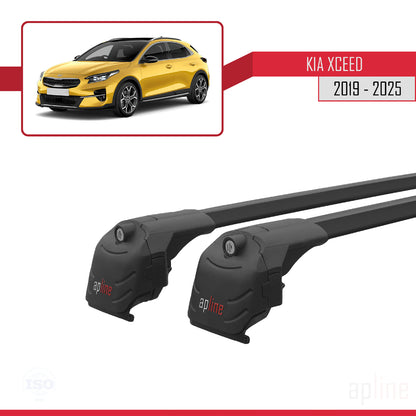Compatible avec Kia XCeed (CD) 2019-2025 ACE-2 Barres de Toit Railing Porte-Bagages de Voiture Noir Aluminium 2 Barres