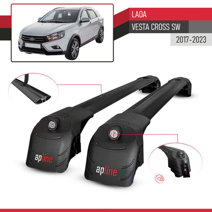Compatible con Lada Vesta/Cross Familiar 2017-2023 ACE-2 Barras de Techo Auto Portaequipajes Barras Transversales Negro Aluminio 2 Barras